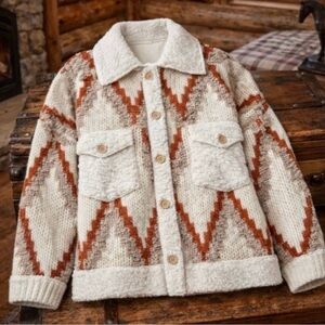 NWT. Quilted Cardigan Sweater Coat / Women's Shacket Western Boho Jacket.
Sz.L